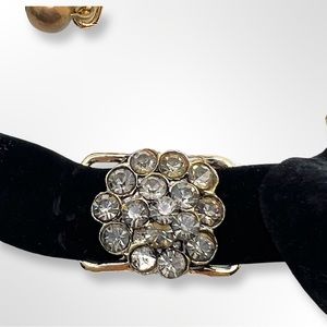 Vintage Rhinestone Choker on Black Velvet Ribbon